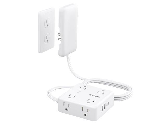 TROND Flat Outlet Cover Extender - 6FT Flat Extension Cord with 8 Outlet and 4 USB, Ultra-Thin Power Strip Cord Concealer with 1700 Surge...