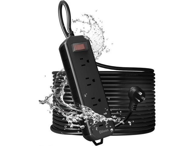 Outdoor Power Strip Weatherproof, 50 FT Extension Cord, Diivoo Waterproof Surge Protector with 4 Outlets, 1250W Shockproof Overload Protection,...