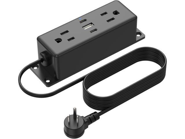 CCCEI Wall Mount Power Strip with USB Ports, Under Desk Mountable Power Strip with Outlets, 6FT Flat Plug Extension Cord Outlet, 20W USB-C Ports.