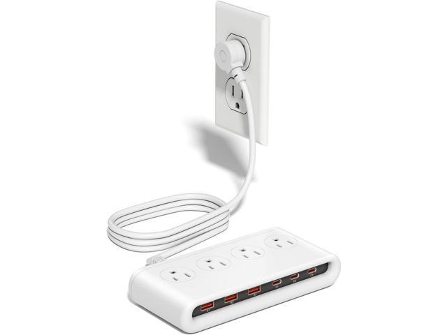 Power Strip with USB C 35W,10-in-1 Flat Plug Wall Charger - 5FT Extension Cord with 4AC, 3 USB A & 3 USB C - PD20W Charging Station for Multiple...