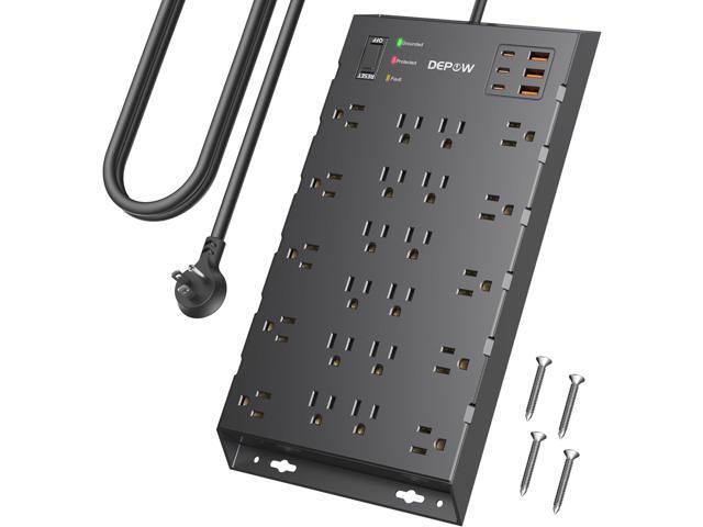 Surge Protector Power Strip, 6.5FT Long Flat Plug Extension Cord with 22 AC Outlets (1875W/15A), 6USBs (3 USB-C Ports), 2100J Surge Protection,...