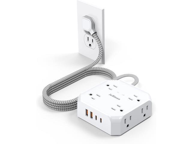 Surge Protector Power Strip, 8 Outlets with 4 USB Ports(2 USB C), 4-Sided 1050J Outlet Extender with 5FT Flat Extension Cord for Travel, Home,...