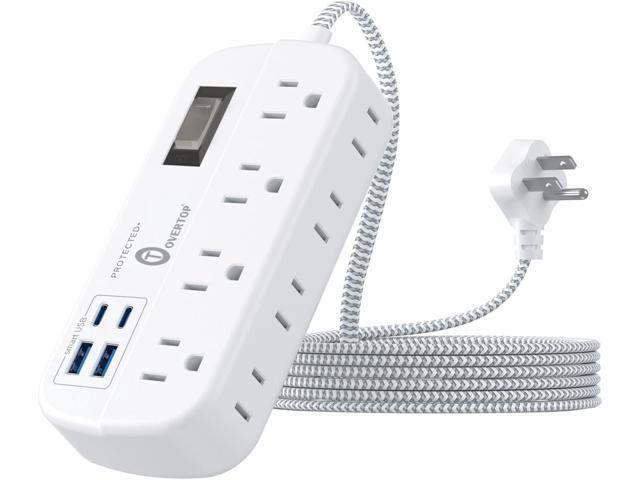 Overtop Power Strip Surge Protector, 8 Outlets, 4 USB Ports (2 USB C Ports), Multi Plug Wall Outlet Extender, 5Ft Flat Plug Extension...