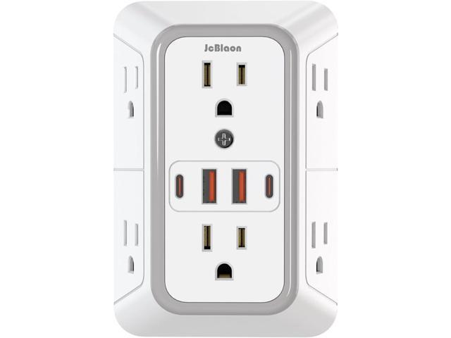 JcBlaon Outlet Extender Surge Protector - 6 Outlet Splitter with 4 USB Ports (2 USB C), Multiple Plug Expander Wall Charger, 3 Sided Multi Plug...