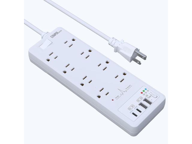 Surge Protector Power Strip, Extension Cord with USB Timer 8 Outlets(1875W/15A) and 2 USB A+2USB C Ports, ETL Listed, Wall Mountable, 1200J Surge...