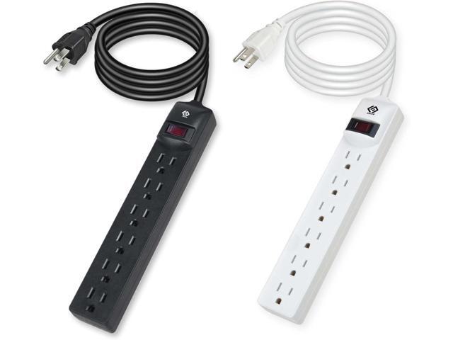 Power Strip, 6 outlets, 6FT Extension Cord, UL Listed, 2 Pack, 15A Circuit Breaker, Wall Mountable.