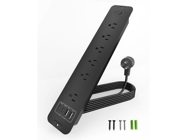 Recessed Power Strip Extension - 10 Outlet Surge Protector with 6 AC - 2 USB-A18W and 2 USB-CPD20W Ports - Flush Mount Desk Outlet with 6 Feet Cord...