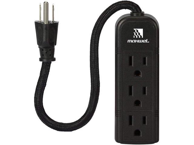 Power Strip Wall Mountable - ETL Listed 3 Grounded Outlets 10 Inch Braided Short Cord Black Mini Power Strips with No Surge Protector AC 13A 125V...