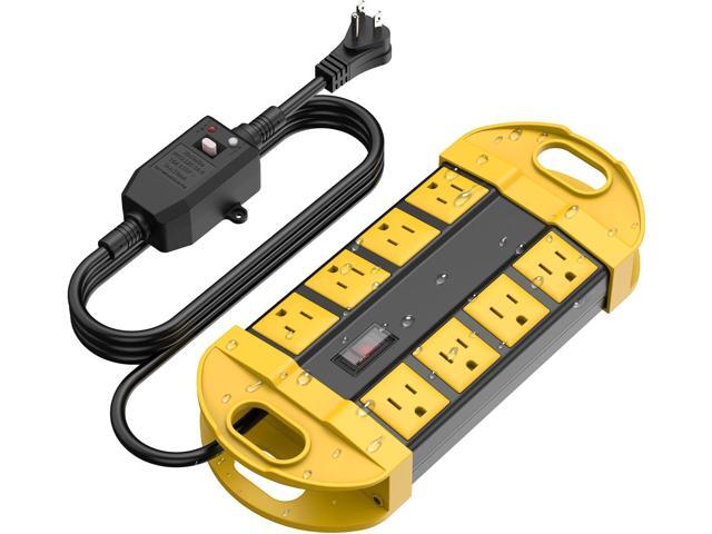 CCCEI GFCI Outdoor Power Strip Weatherproof with 8 AC, Waterproof Extension Cord with Multiple Outlets, Wall Mount Surge Protector Flat Plug,...