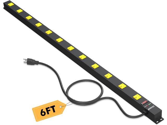 12 Outlet Long Power Strip with 6FT Power Cord, Industrial Heavy Duty for Work Bench Shop Garage, 2100 Joules Surge Protector, Wide Spaced Outlet...