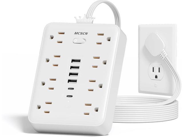 Surge Protector Power Strip(900J) -MCSCN 8 Outlets 6 USB - 15A/1875W - 10ft Extension Cord,Ultra-Thin Plug & Cord - UL Certified - Home/Office Use