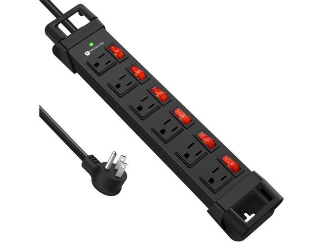 Heavy Duty Power Strip,6 Outlets Metal Power Strip with Individual Switch & Cord Management,Mountable Surge Protector 1200J,6FT Extension...