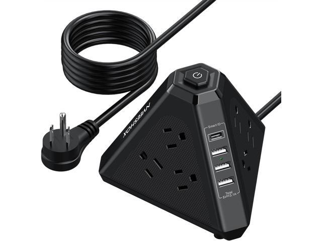 Tower Surge Protector Power Strip, NVEESHOX 9 AC Outlets with 4 USB Ports (1 USB C) 3-Side Triangle Outlets with USB Ports,6.5 Ft,Flat Plug,...