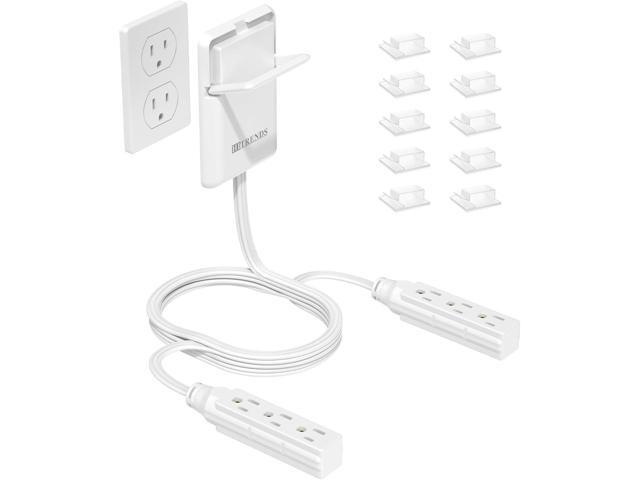 6FT Ultra Flat Plug Dual Extension Cord with 6 Outlets, Ultra-Thin Outlet Cover Power Bar, Outlet Concealer Universal Size Flat Plug Power Strip,...