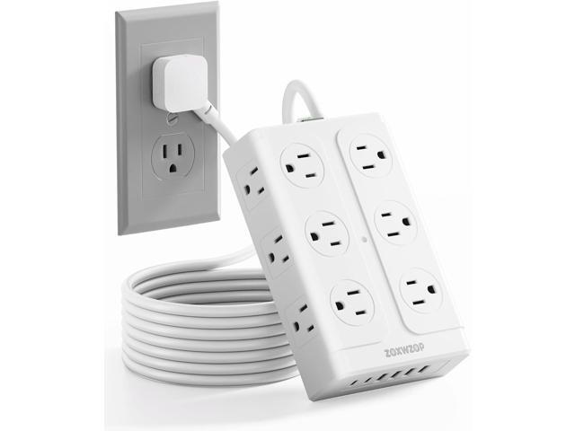 Zoxwzop Surge Protector Power Strip - 12 Outlets(1850W/15A) 6 USB Ports2 USB C, 6FT Flat Plug Extension Cord, Wall Mount Multi Plug Outlet...