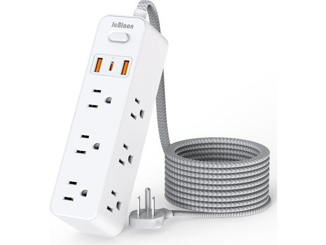 Flat Plug Power Strip Surge Protector, 5ft Ultra Thin Extension Cord with 4 USB Wall Charger(2 USB C Port), 6 Widely-Spaced Outlets Power Strip...