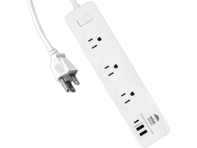 WBM SMART Power Strip 5.9 ft 10 A, Extention Cord Socket with 2 USB Ports and 1 Type C Plug, ETL Certified, Multi Outlet Extender for Home, Office,...