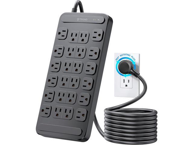 TROND Surge Protector Power Strip 360° Rotating Flat Plug, 24 AC Outlets, 4000 Joules, 6ft Heavy Duty Extension Cord 1875W, ETL Listed, Ideal for...