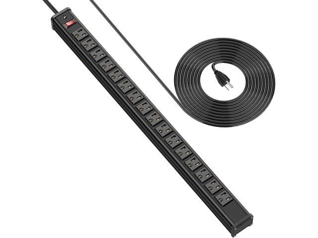 Metal 16-Outlet Power Strip, Extra Long 10ft Cord, Heavy Duty Wall Mount, Garage Power Strip with Switch for Work Shop, Workbench Industrial...