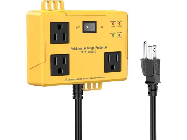 3 Outlets Refrigerator Surge Protector for Home Appliances with Time Delay, 2FT Wall Mount Protector de Voltaje Protects Against Brownout, Spike,...