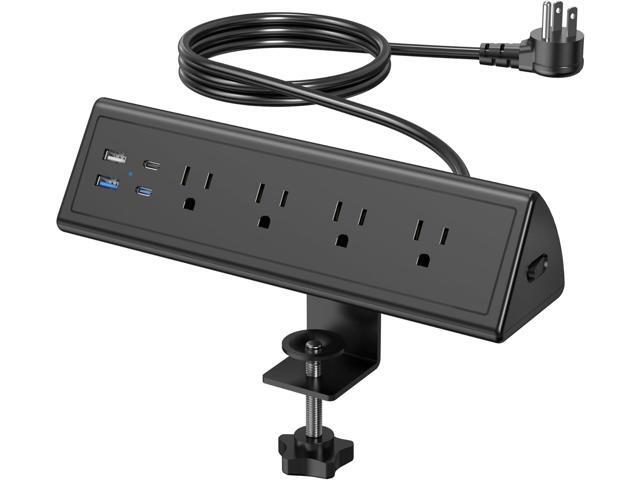 Jgstkcity Desk Clamp Power Strip,20W Fast Charging Station,Surge Protector Nightstand Edge Mount,1875W Extension Cord with Multiple Outlets,2...