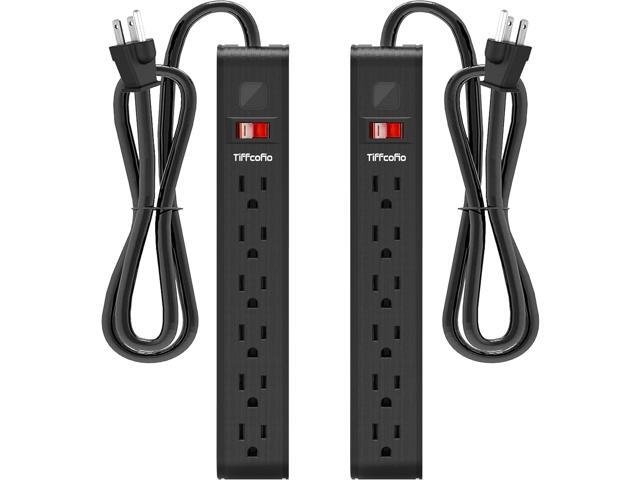 Power Strip Surge Protector, 6 Feet Extension Cord, 600 Joules Surge Protection, Multiple Protection 6 Outlet Strip, ETL Listed (2 Packs)