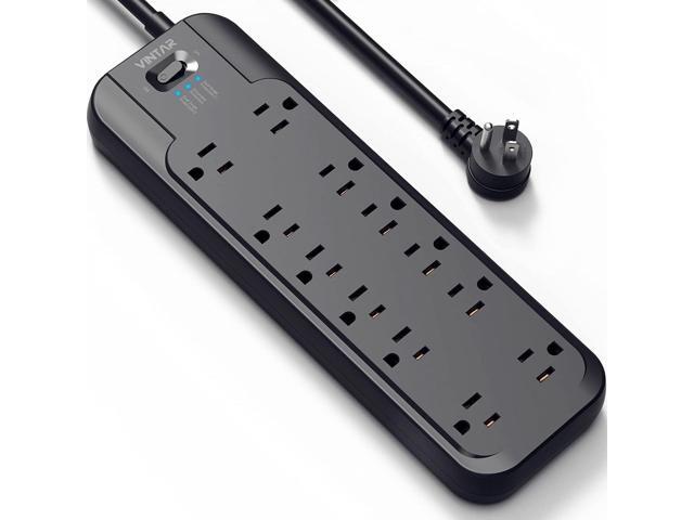 VINTAR Power Strip Surge Protector with 12 AC Outlets, 1875W Output, 10FT Long Extension Cord Flat Plug with Dual Surge Protection (2 × 4800...