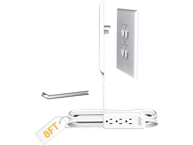 Sleek Socket No Shock Child & Pet Protector Outlet Concealer with Protective Cord Clips, Flat Extension Cord with 3 Outlets Power Strip (Safeguards...