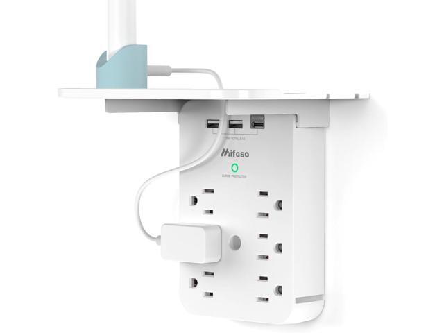 Outlet Extender with Shelf, Mifaso Surge Protector 6 AC Multi Plug Wall Outlets and 3 USB Ports, PD 20W USB-C Charger, Outlet Splitter for Bathroom...