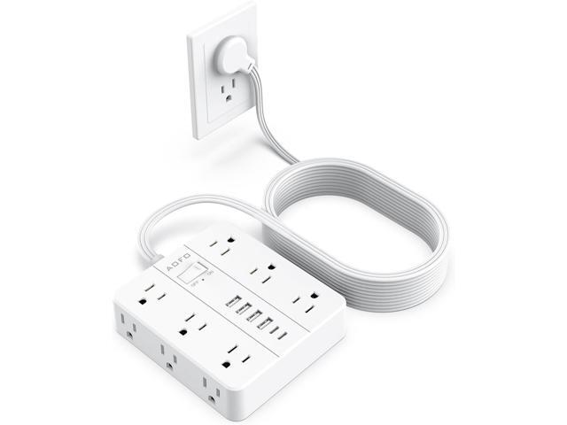 25FT Surge Protector Power Strip,12 AC Outlets with 6 USB Ports (2 USB-C), Flat Plug Extension Cord with Multiple Outlets, Wall Mount for Home...