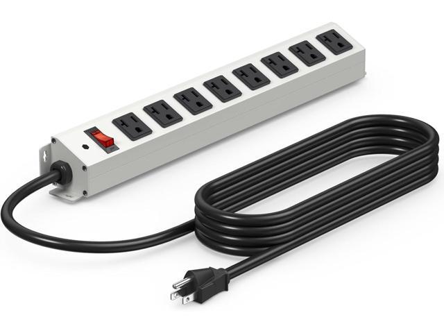 CCCEI Corner Mount Angle Power Strip, Under Cabinet Heavy Duty 8 Outlets Power Strip 20Amp, Metal Underneath Desk Plug Surge Protector, Wall...