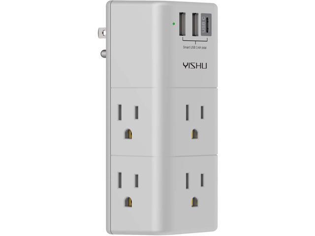 Multi Plug Outlet Surge Protector - YISHU Outlet Extender with Rotating Plug, 6 AC Outlets and 3 USB Ports, 3-Sided Swivel Power Strip Ideal...