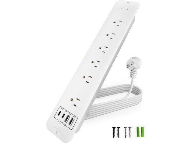Recessed Power Strip Extension - 10 Outlet Surge Protector with 6 AC - 2 USB-A18W and 2 USB-CPD20W Ports - Flush Mount Desk Outlet with 6 Feet Cord...