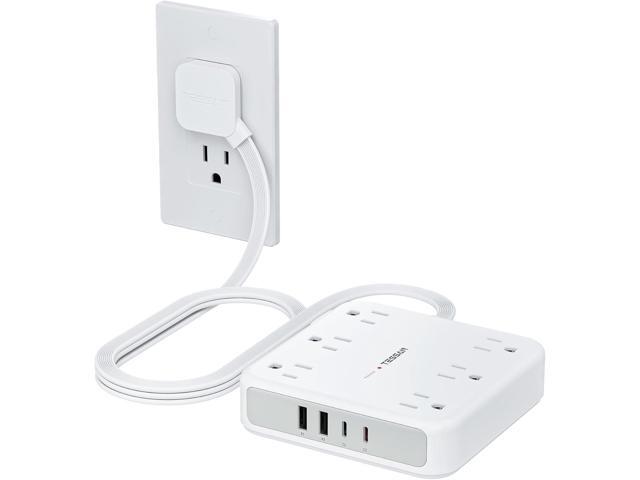 Surge Protector Power Strip 2100J, TESSAN 5 FT Extension Cord with Multiple Outlets Flat Plug, 4 USB (2 USB C) and 6 AC Outlets, Multi Port...