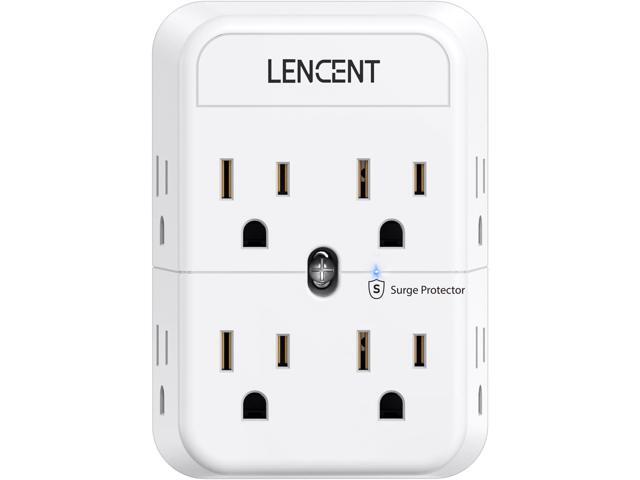 LENCENT 2 Prong Power Strip, 3 to 2 Prong Outlet Adapter, Surge Protector, Polarized Plug, 3-Sided Widely Spaced Extender, Compact Wall Plug...