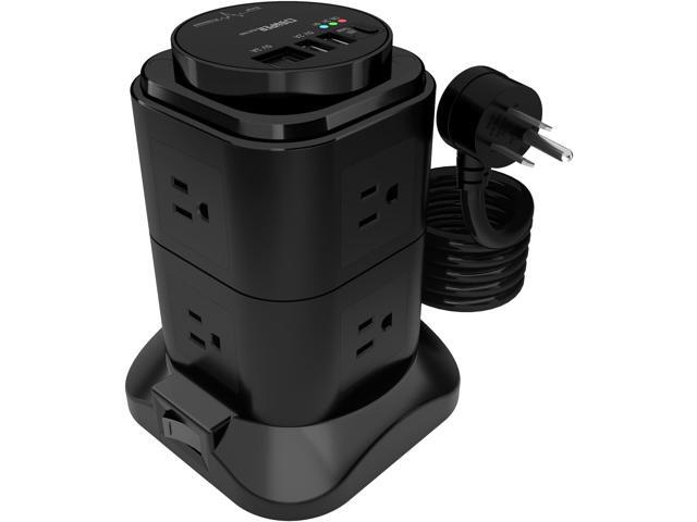 Power Strip Tower by Super Electro, Extension Cord with USB Timer,8 AC Outlets with 4 USB Ports (2 USB C), 1200J Surge Protector 6.56ft Heavy-Duty...