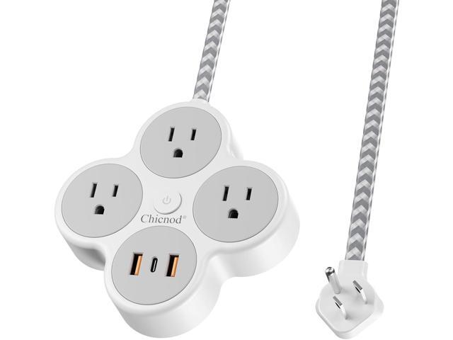 6-in-1 Wall Mount Power Strip with 3 AC Outlets, 2 USB Ports, 1 Type-C Port Multi-Outlet Charging Station for Home, Office, Travel Surge...