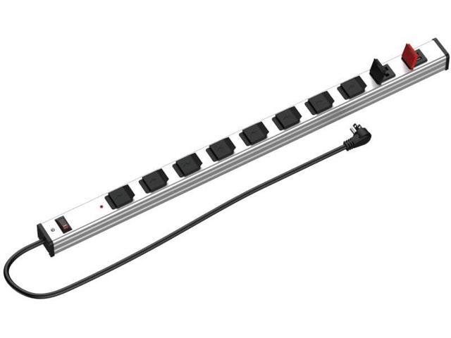9 Outlets 2 USB Heavy Duty Metal Socket Power Strip,10-Foot Long Extension Cord with Circuit Breaker. Mounting Brackets Included,...