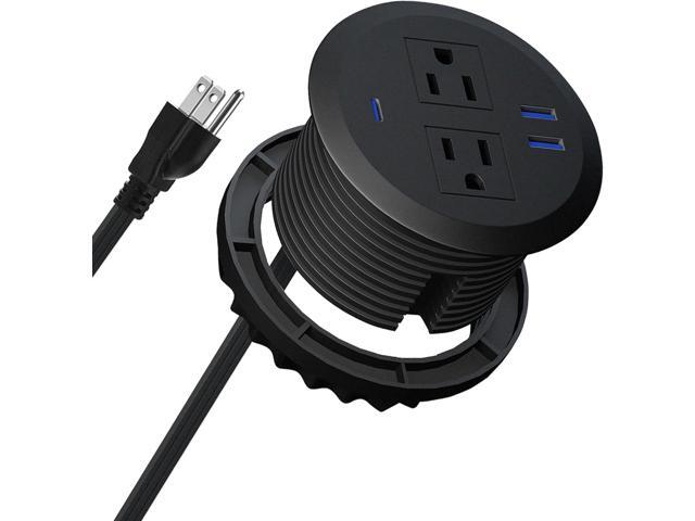 3 Inch Power Grommet,10ft Cord,20W USB C Fast Charging Station,3 USB Ports,Flush Mount. Round Recessed Power Center Desk Hole Grommet Outlet for...