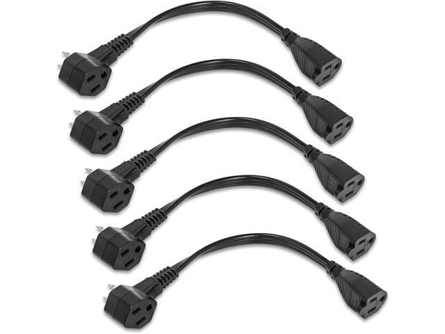 5 Pack, 2-Outlet Short Extension Cord 1 ft, UL Standard 13A/1625W Pigtail Extension Cord with Outlet Plug, 3-Prong Splitter Plug Saver, Expands the...