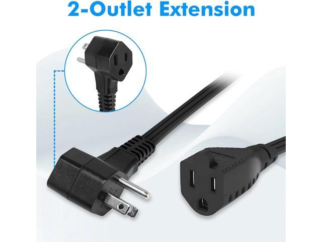 5 Pack, 2-Outlet Short Extension Cord 1 ft, UL Standard 13A/1625W Pigtail Extension Cord with Outlet Plug, 3-Prong Splitter Plug Saver, Expands the...