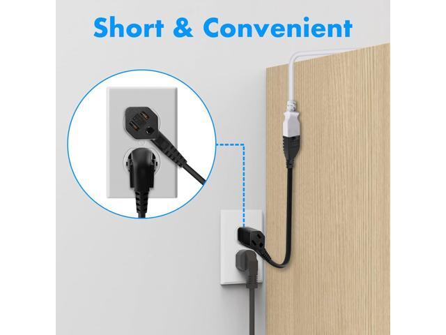 5 Pack, 2-Outlet Short Extension Cord 1 ft, UL Standard 13A/1625W Pigtail Extension Cord with Outlet Plug, 3-Prong Splitter Plug Saver, Expands the...
