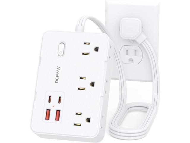 Surge Protector Power Strip with Flat Plug, 3 FT Extension Cord with 6 AC Outlets 4 USB Ports,1050J Surge Protection, Wall Mountable Charging...