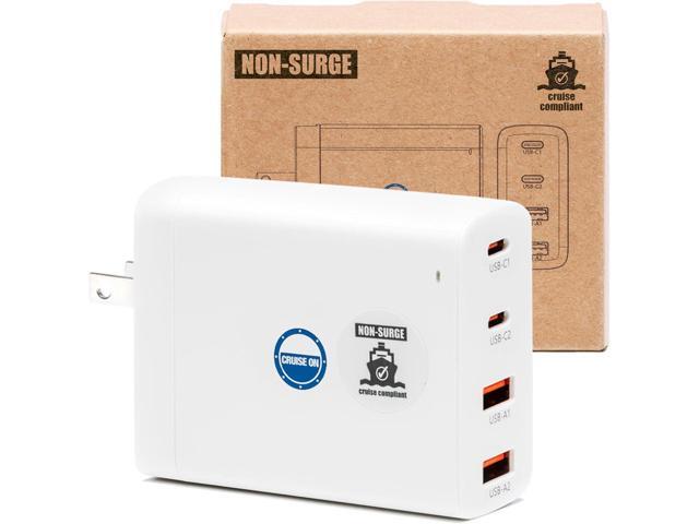 Cruise Approved Power Strip (Royal Caribbean, Disney & More) - Non Surge Charger [2 USB, 2 USB-C] 4-Port Charging Block w/Foldable Plug for iPhone,...