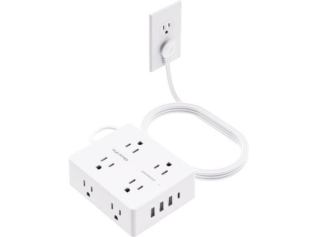 Surge Protector Power Strip 10 ft Cord, Olcorife Ultra Thin Flat Plug Extension Cord, 8 Outlets 4 USB Ports(1 USB C), Flat Plug Outlet Extender,...