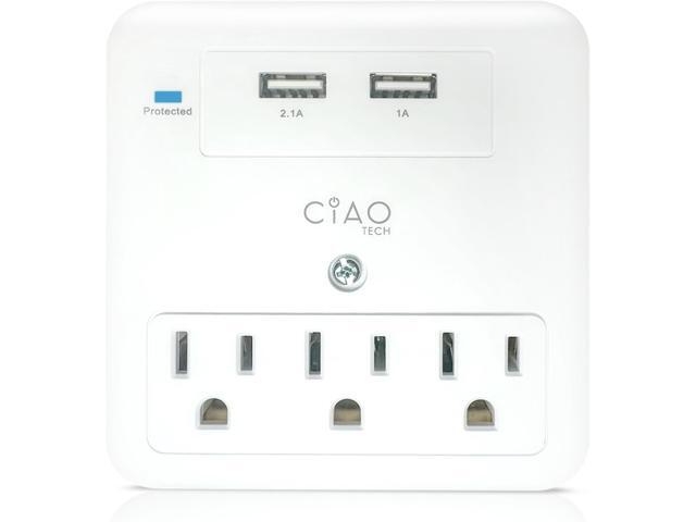 3 Outlet Extender with 1 USB-A & 1 USB-C - Multi Plug Outlet with 540 Joules Surge Protector - Multipurpose USB Outlet with 3A Fast Charging for...