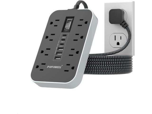 Power Strip Surge Protector- 5FT Flat Plug Extension Cord, 8 AC Outlet& 6 USB Ports(3 USB C), 1080 J Surge Protection, Desk Charging Station,...