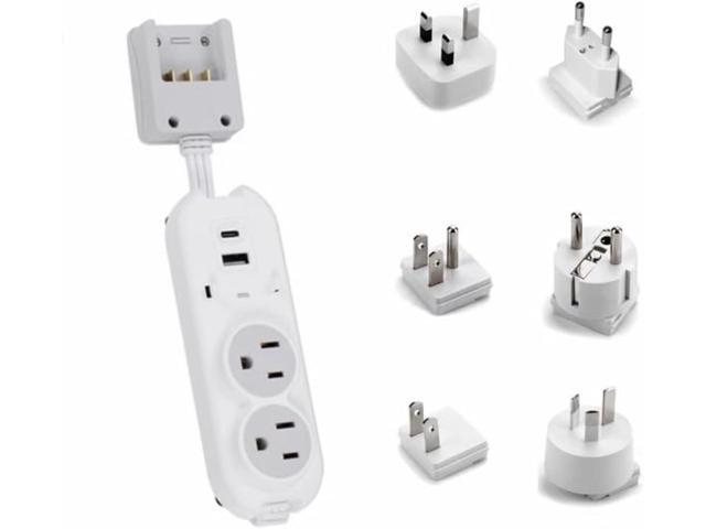 Ceptics Travel Power Strip - Compact and Portable - Surge Protector with Grounded USB & Type C Ports with 2 USA Outlets - Compatible Plugs for...