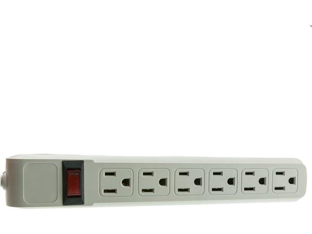 10 feet Surge Protector, Flat Rotating Plug, 6 Outlet, Gray Horizontal Outlets, Plastic, 10ft Power Cord, Surge Protector Multi Plug, CableWholesale