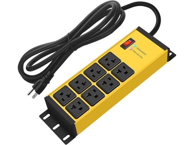 CCCEI Magnetic Heavy Duty Power Strip Surge Protector 20Amp, 12 Gauge High Amp Extension Outlets, Garage Wall Mount 8 Plug Metal Power Strip. 6FT,...